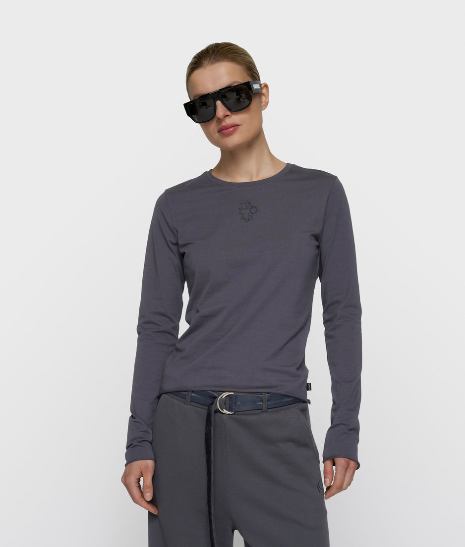 Schmal geschnittenes Langarmshirt | steel blue