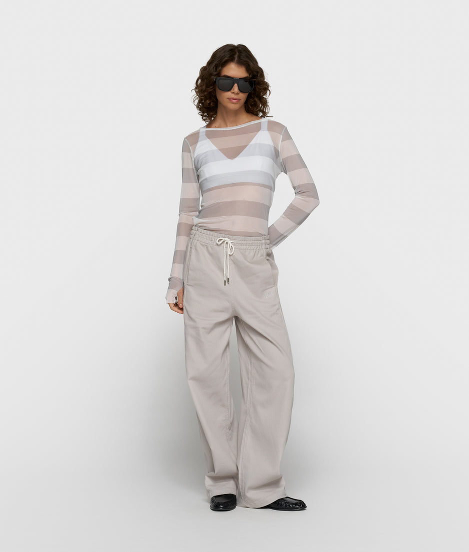 Mesh-Langarmshirt mit Streifen | white/stone