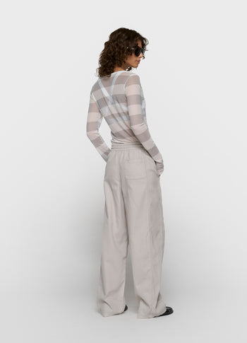 Mesh-Langarmshirt mit Streifen | white/stone