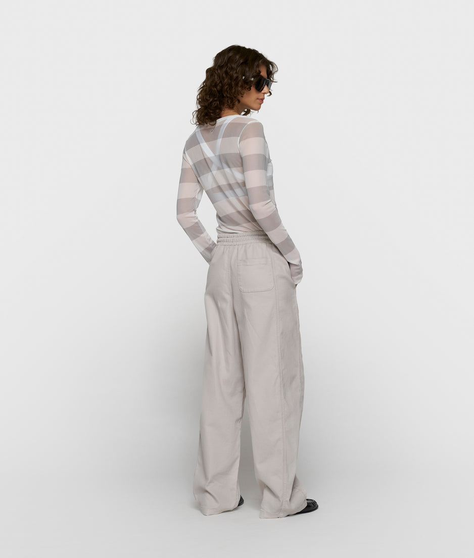 Mesh-Langarmshirt mit Streifen | white/stone