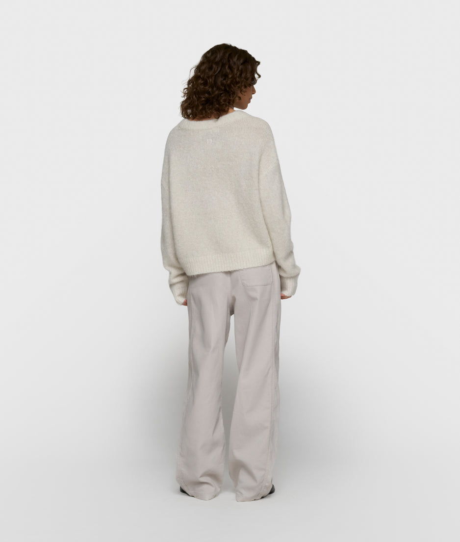 Strickpullover mit Lurex | ecru