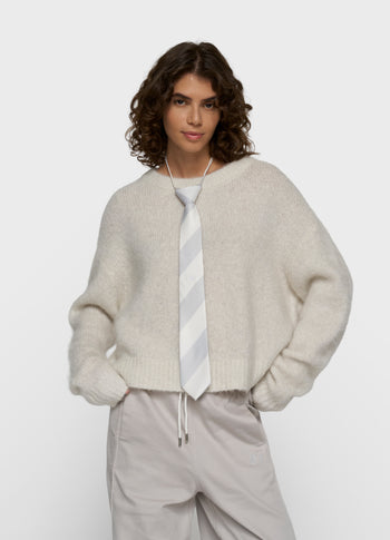 Strickpullover mit Lurex | ecru