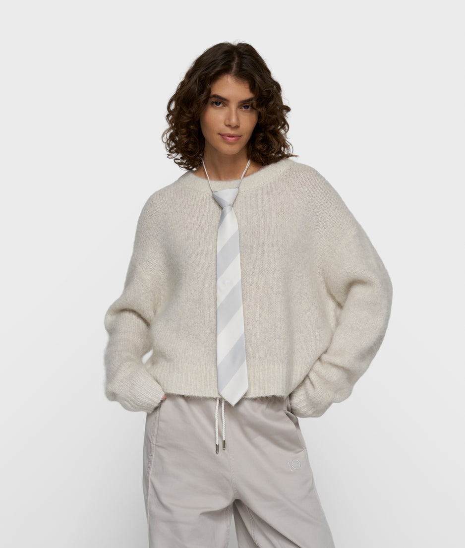 Strickpullover mit Lurex | ecru