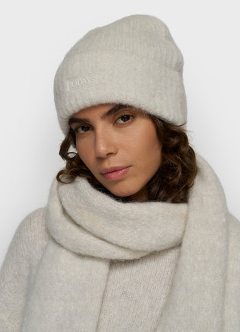 Beanie aus Alpakamix mit Lurex | ecru