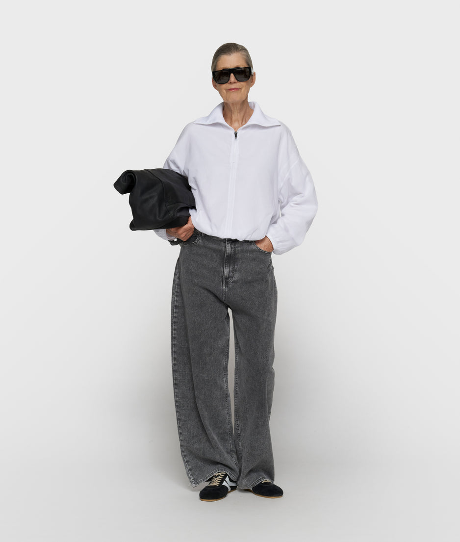 half zip balloon top | white