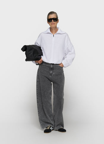 wide pants jog denim | black