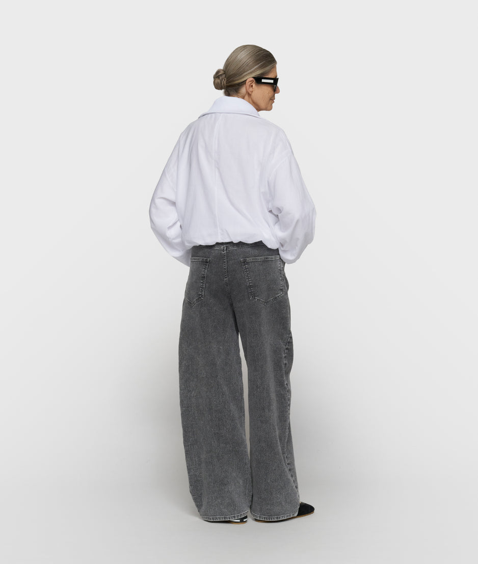 wide pants jog denim | black