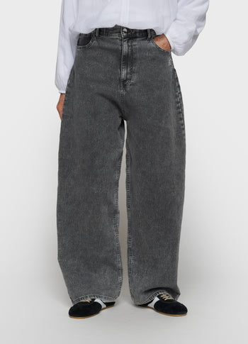 wide pants jog denim | black