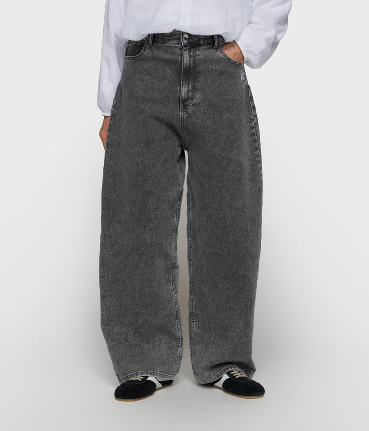 wide pants jog denim | black