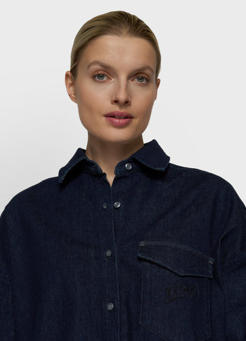 Chambray Bluse | dark blue