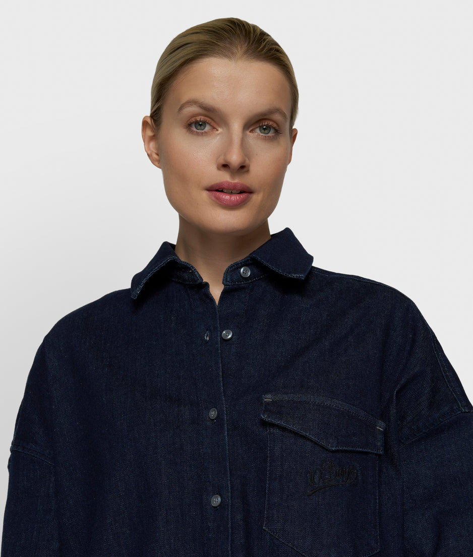 Chambray Bluse | dark blue