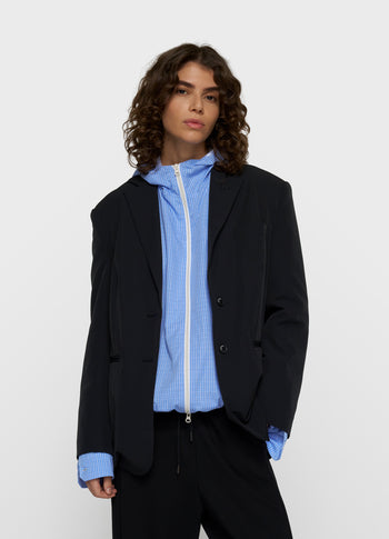 Travel Blazer mit doppelten Ärmelaufschlag | black