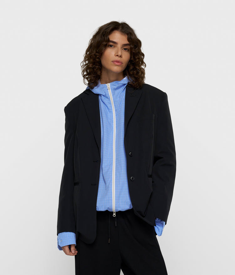Travel Blazer mit doppelten Ärmelaufschlag | black