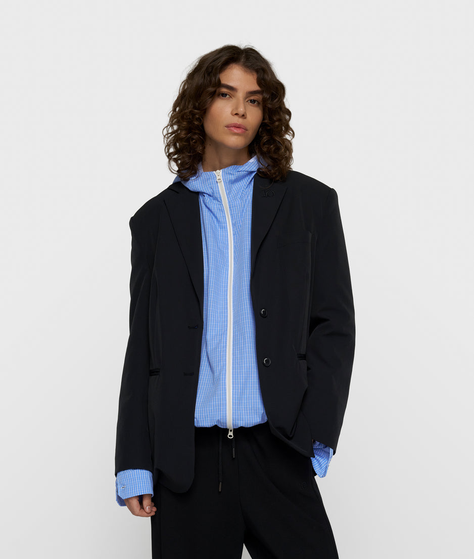 Travel Blazer mit doppelten Ärmelaufschlag | black