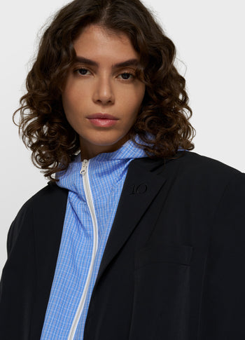 Travel Blazer mit doppelten Ärmelaufschlag | black