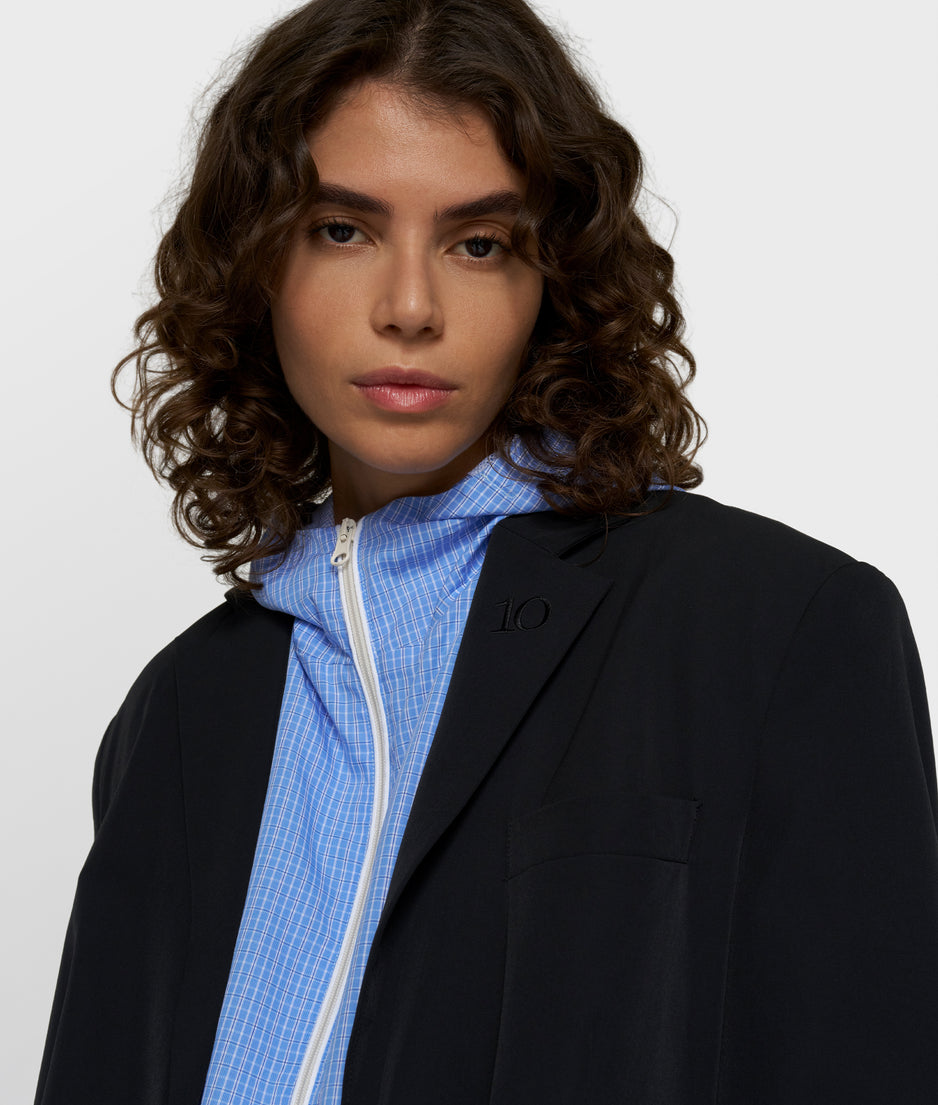 Travel Blazer mit doppelten Ärmelaufschlag | black