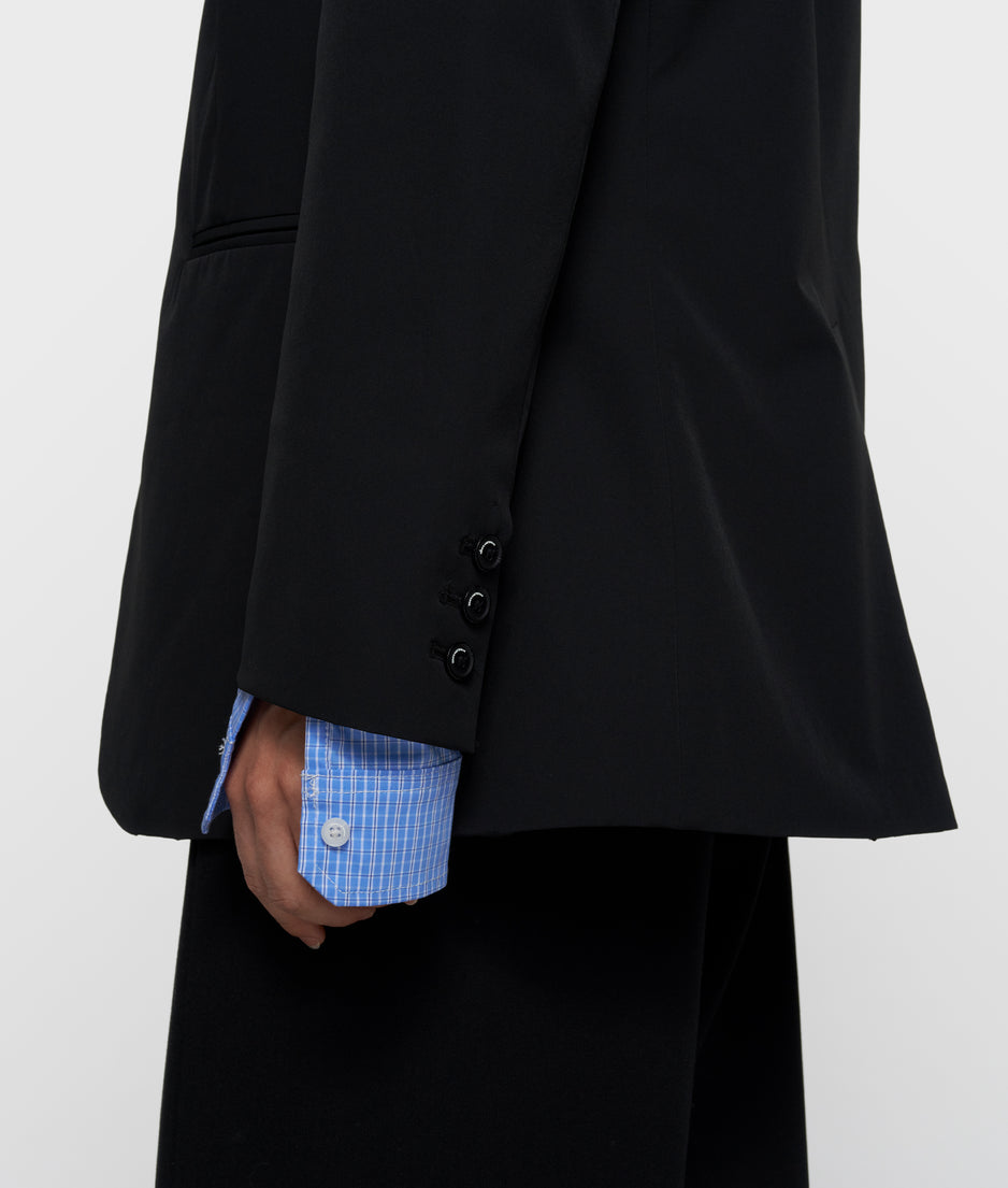 Travel Blazer mit doppelten Ärmelaufschlag | black