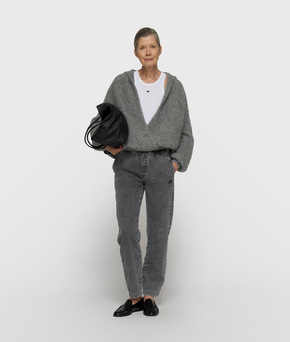 Strickpullover mit Kapuze | grey melee