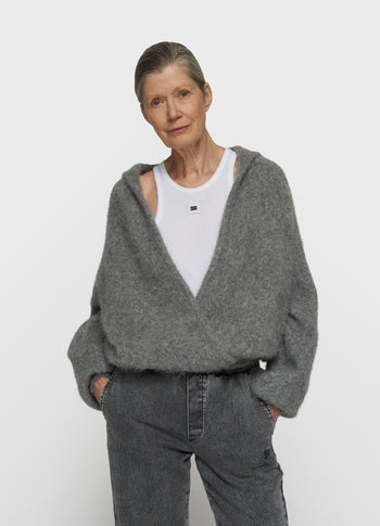 Strickpullover mit Kapuze | grey melee