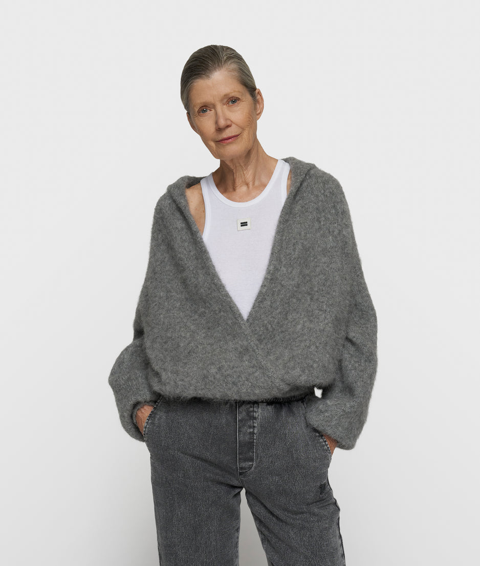 Strickpullover mit Kapuze | grey melee