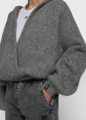 Strickpullover mit Kapuze | grey melee