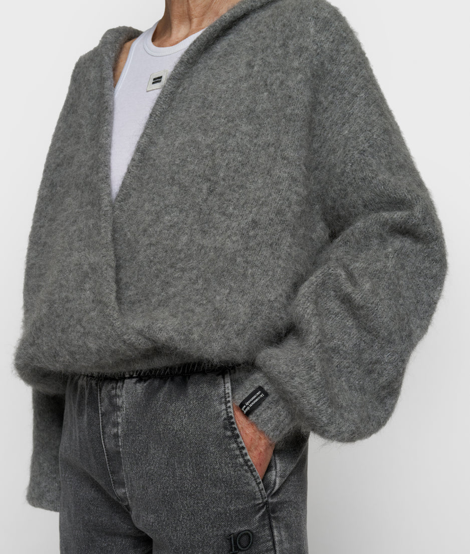 Strickpullover mit Kapuze | grey melee