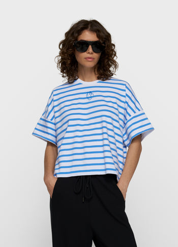 Weites T-Shirt mit Streifen | white/ultramarine
