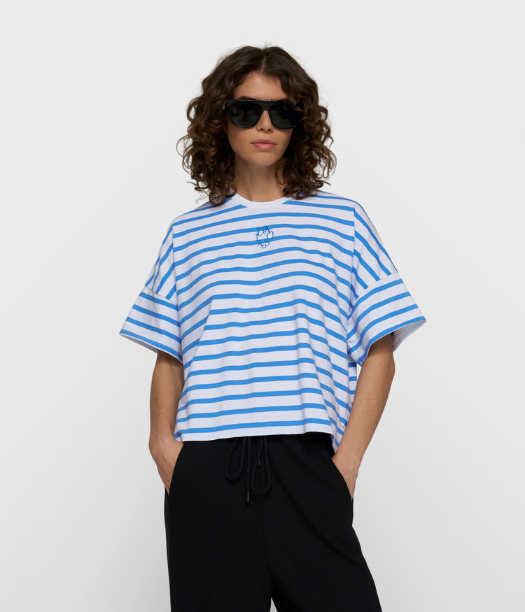 Weites T-Shirt mit Streifen | white/ultramarine