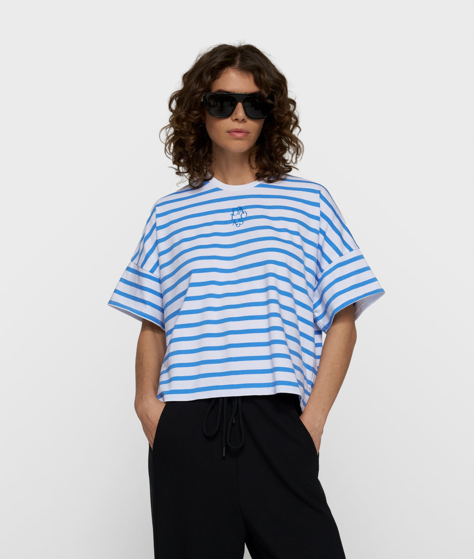 Weites T-Shirt mit Streifen | white/ultramarine