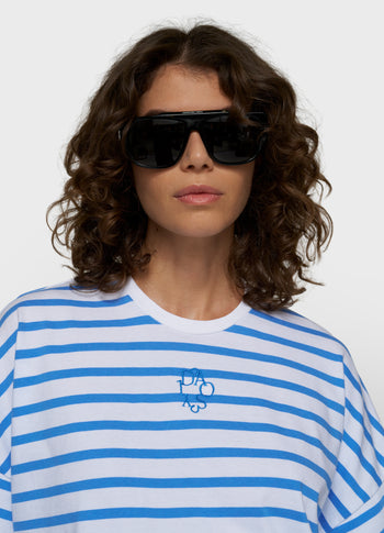 Weites T-Shirt mit Streifen | white/ultramarine