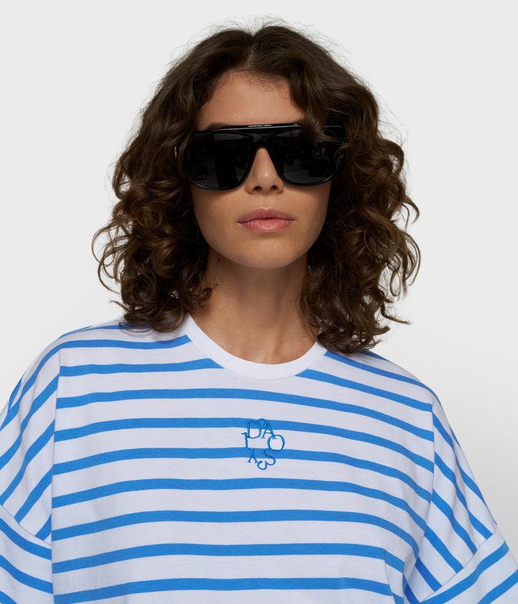 Weites T-Shirt mit Streifen | white/ultramarine