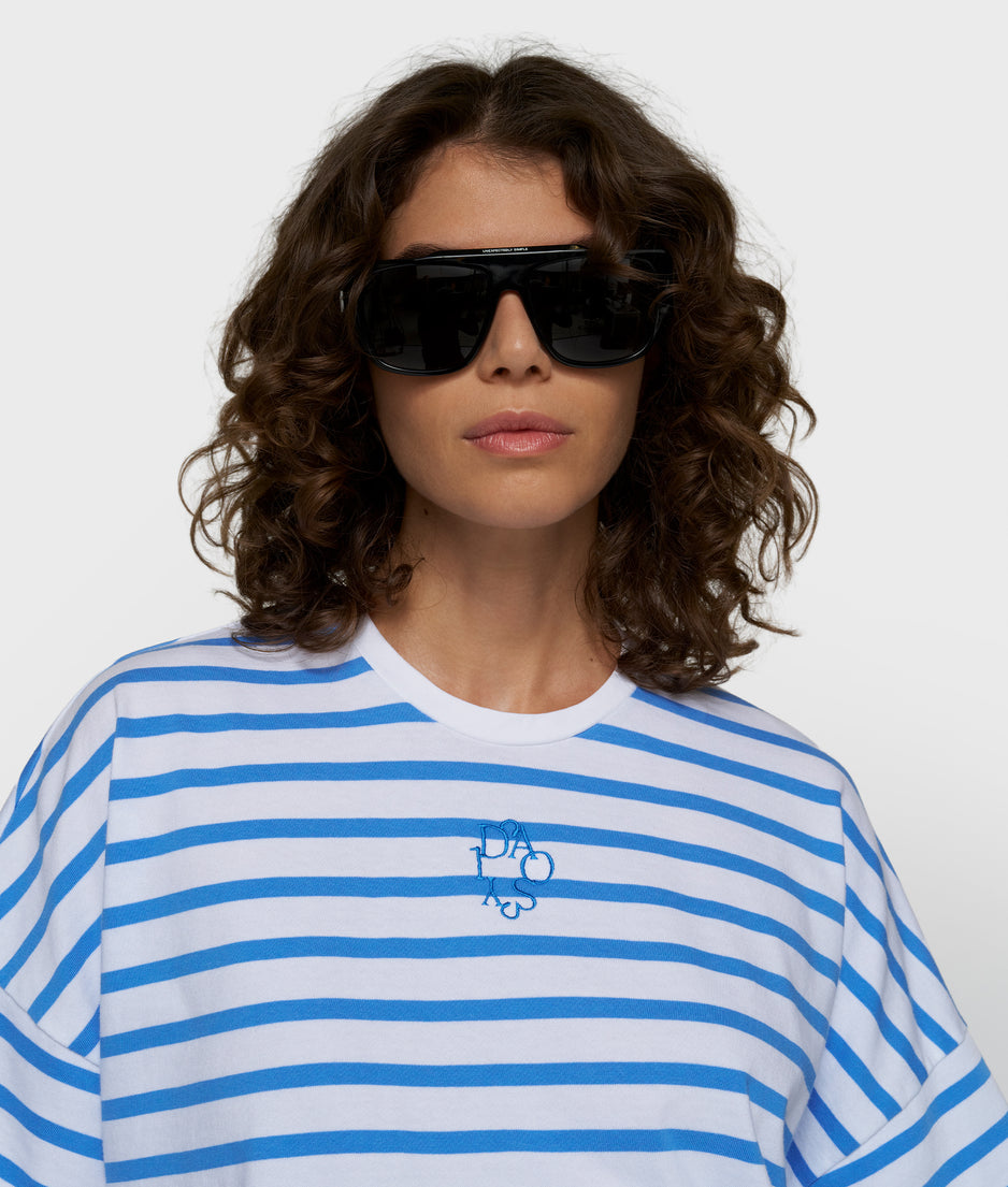 Weites T-Shirt mit Streifen | white/ultramarine