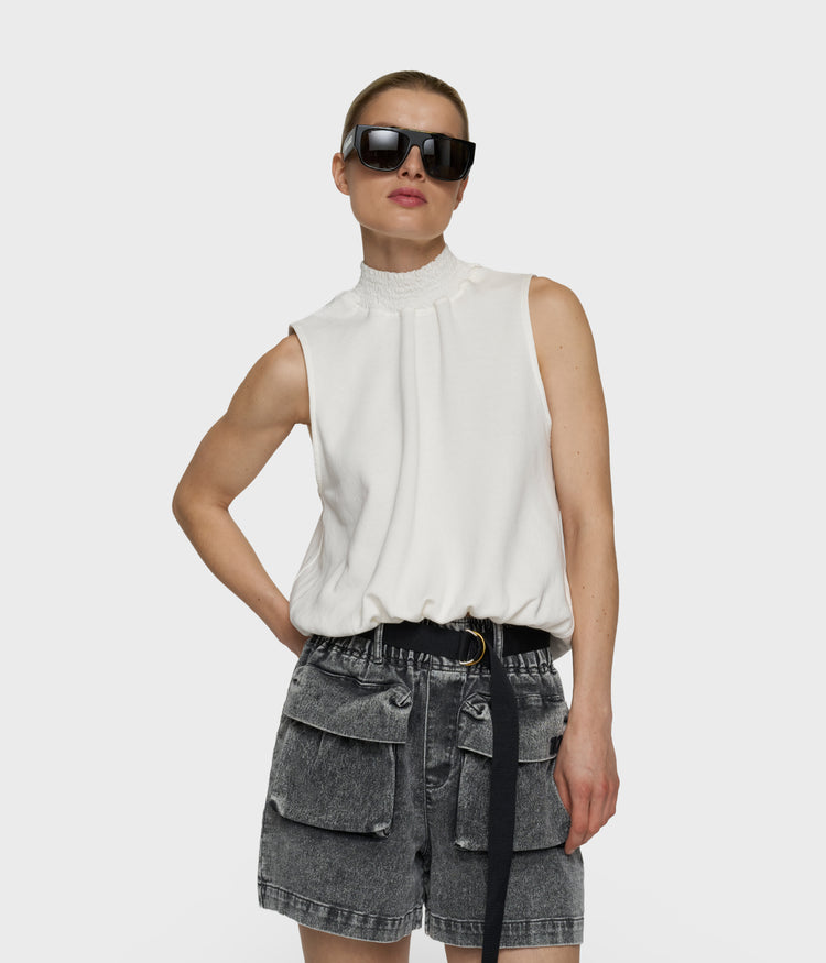 smocked top | ecru