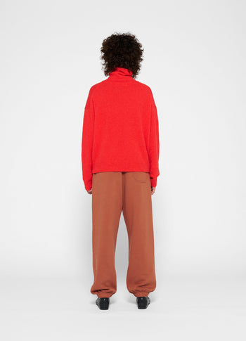 turtleneck sweater knit | coral red