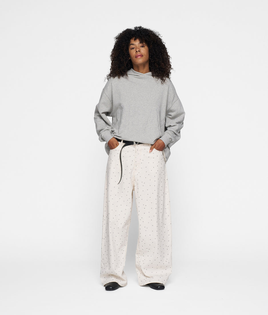 wide leg pants dots | ecru
