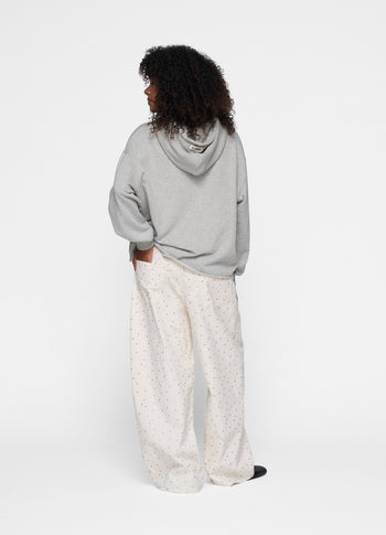 wide leg pants dots | ecru
