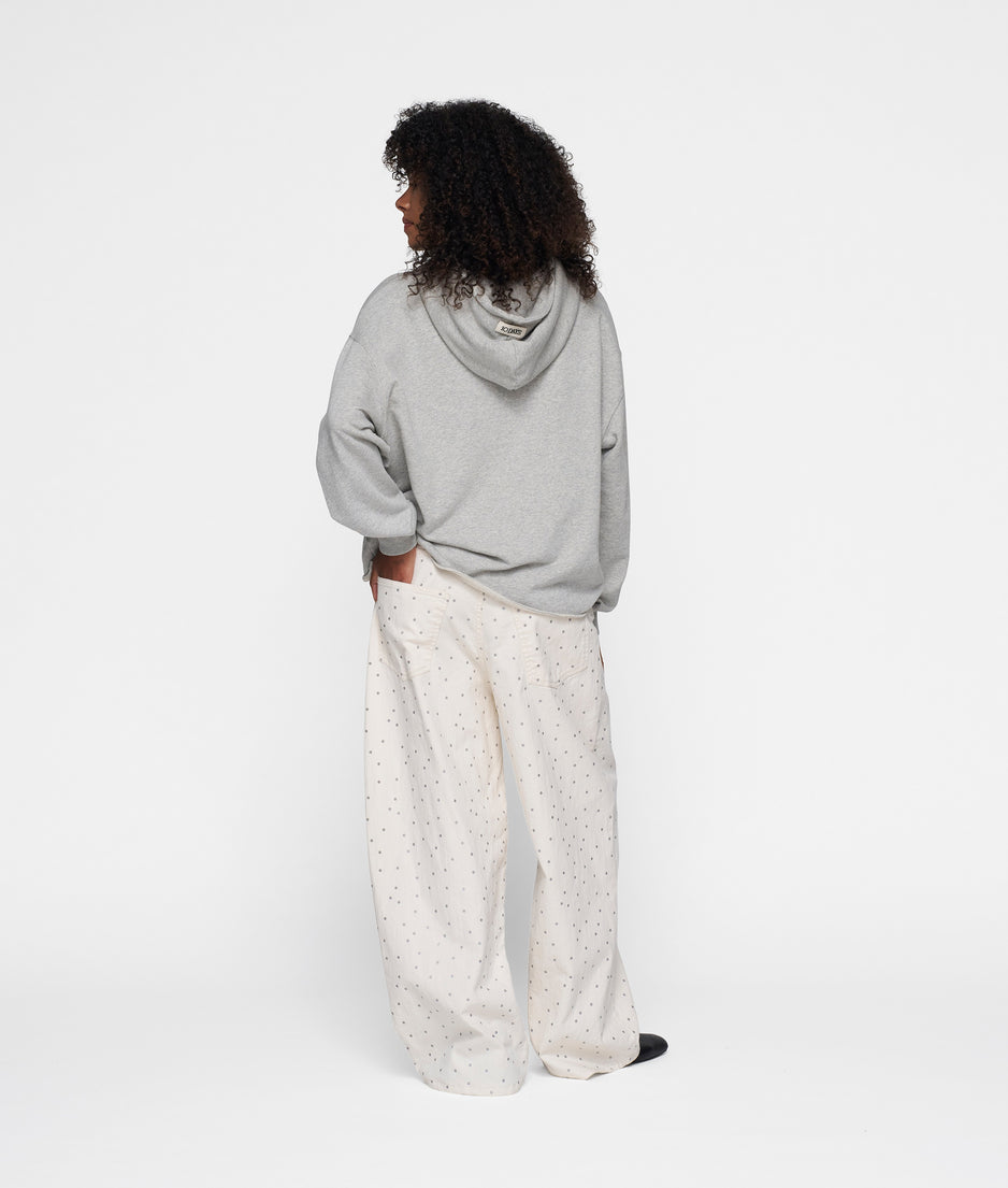wide leg pants dots | ecru