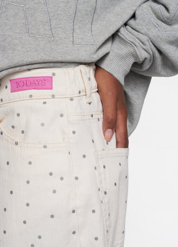 wide leg pants dots | ecru