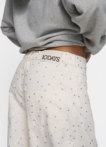 wide leg pants dots | ecru