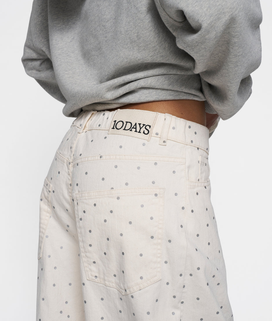 wide leg pants dots | ecru
