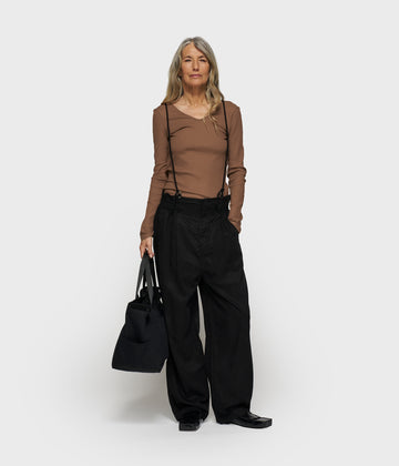 strap salopette twill tencel | black
