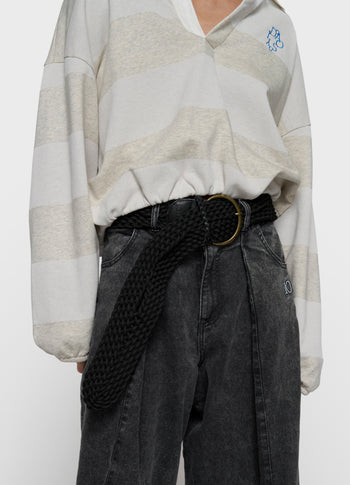 Ballonsweater mit Streifen | soft white melee