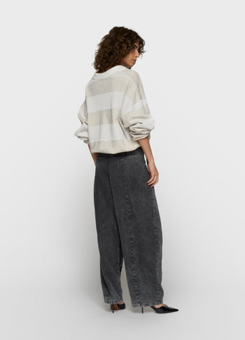 Ballonsweater mit Streifen | soft white melee