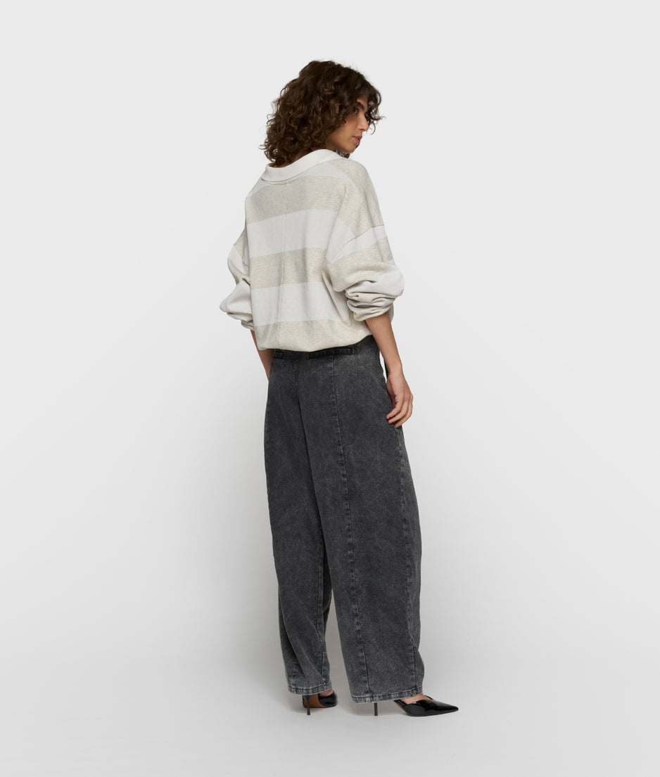 Ballonsweater mit Streifen | soft white melee