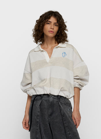 Ballonsweater mit Streifen | soft white melee