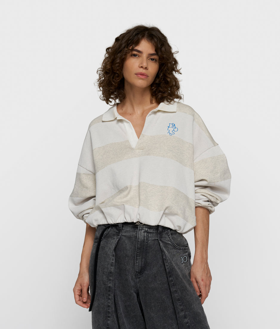 Ballonsweater mit Streifen | soft white melee