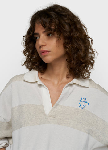 Ballonsweater mit Streifen | soft white melee