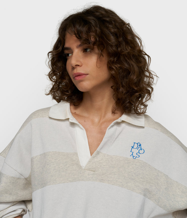 Ballonsweater mit Streifen | soft white melee