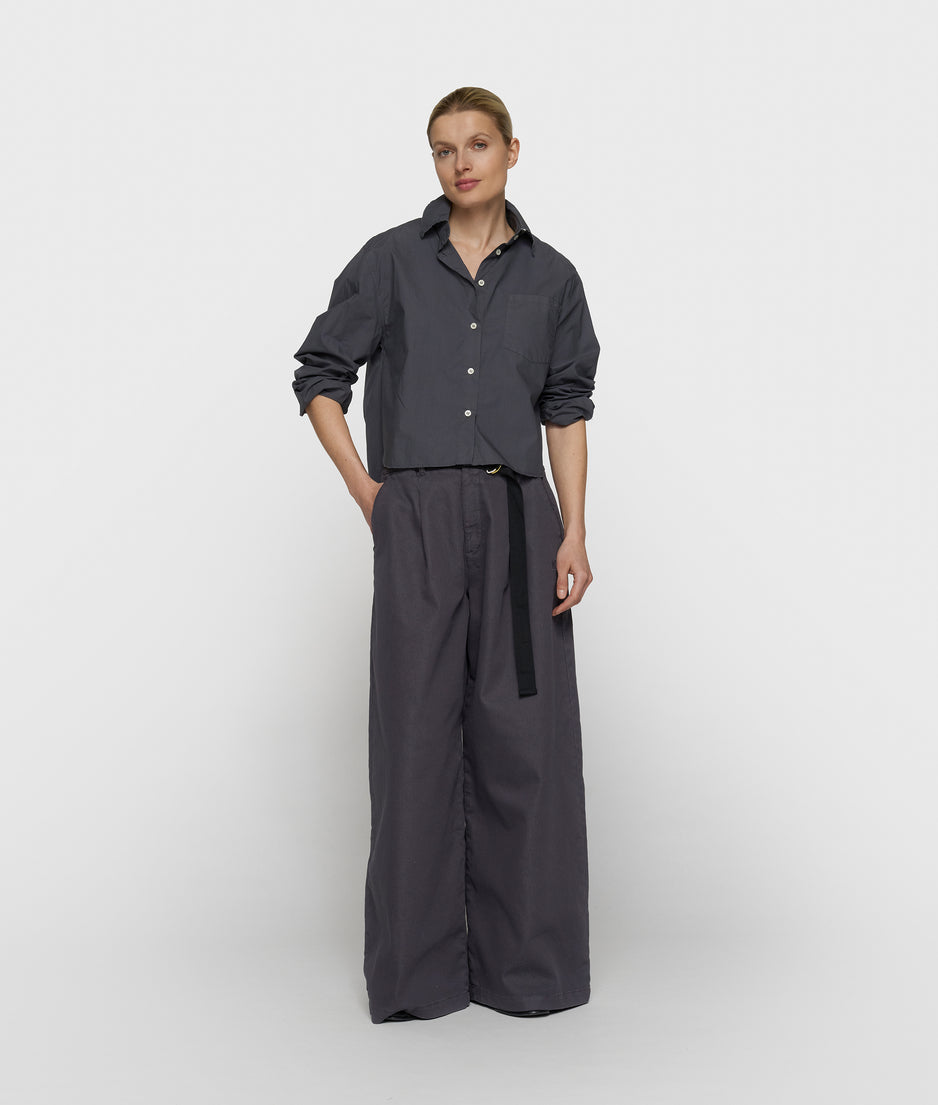 Weite Hose aus Jog Twill | steel blue
