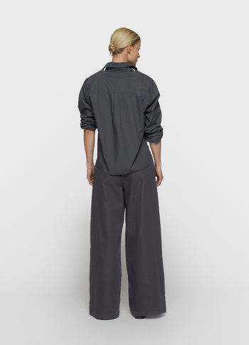 Weite Hose aus Jog Twill | steel blue